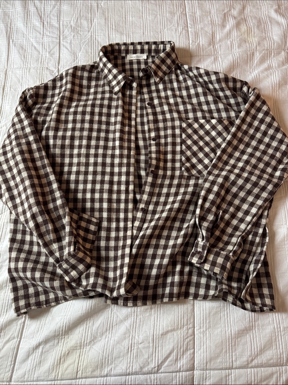 Men's Checked Long-Sleeve Button-Down Shirt in Black and Cream